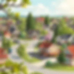 A serene suburban neighborhood showcasing diverse home styles