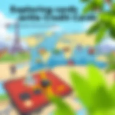 Exploring Global Destinations with Travel Credit Cards Scenic view of a world map with travel icons