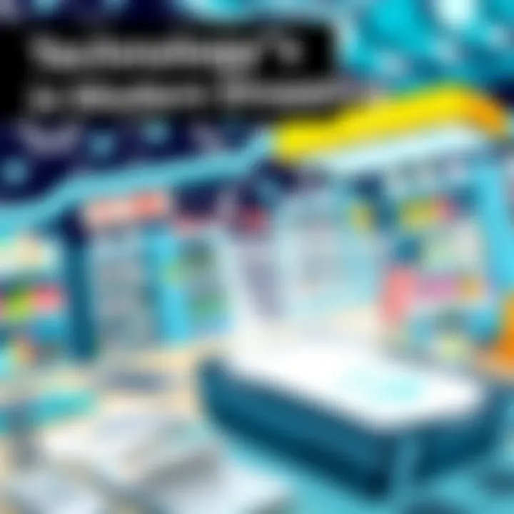 Technology's Role in Modern Shopping A conceptual image of technology in shopping