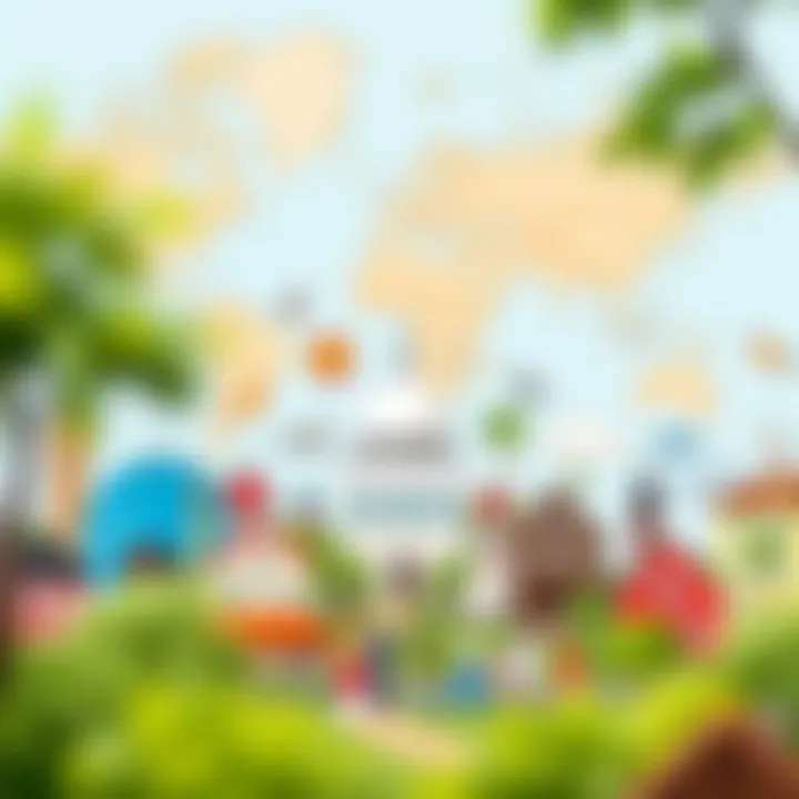 Diverse cultural symbols representing international rentals