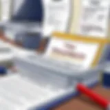 A collection of tax documents organized neatly on a desk