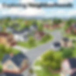 A serene suburban neighborhood showcasing diverse homes