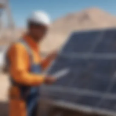 A technician conducting a thorough inspection of solar equipment