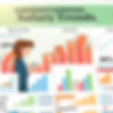 A digital display of salary trends in various industries