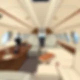 Luxurious interior of a private jet showcasing comfort and elegance