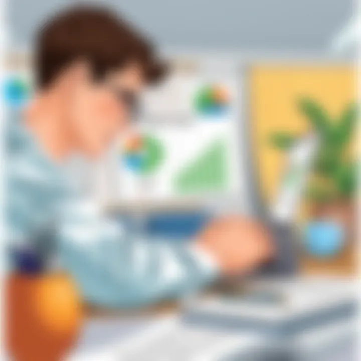 An individual analyzing budget reports on a laptop