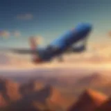 A scenic view of a Southwest Airlines plane taking off, symbolizing travel rewards.