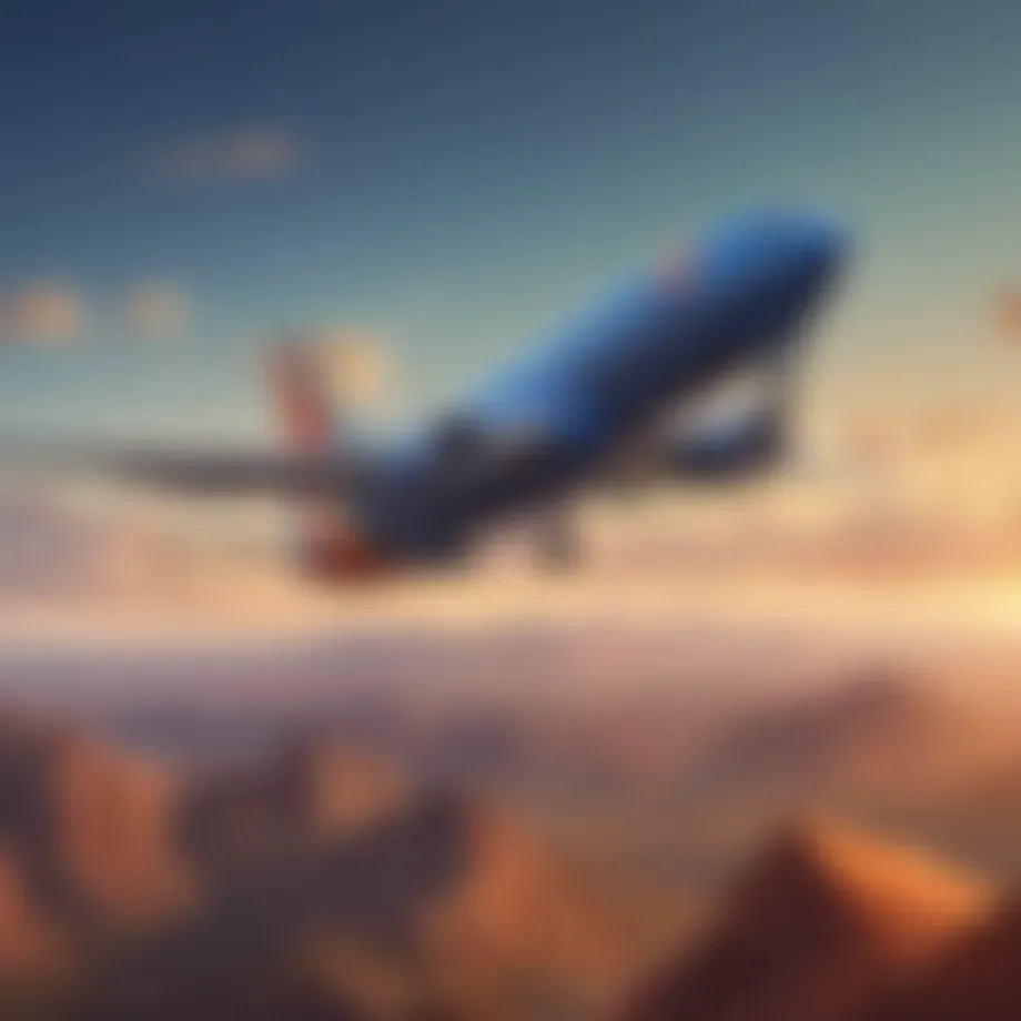 A scenic view of a Southwest Airlines plane taking off, symbolizing travel rewards.