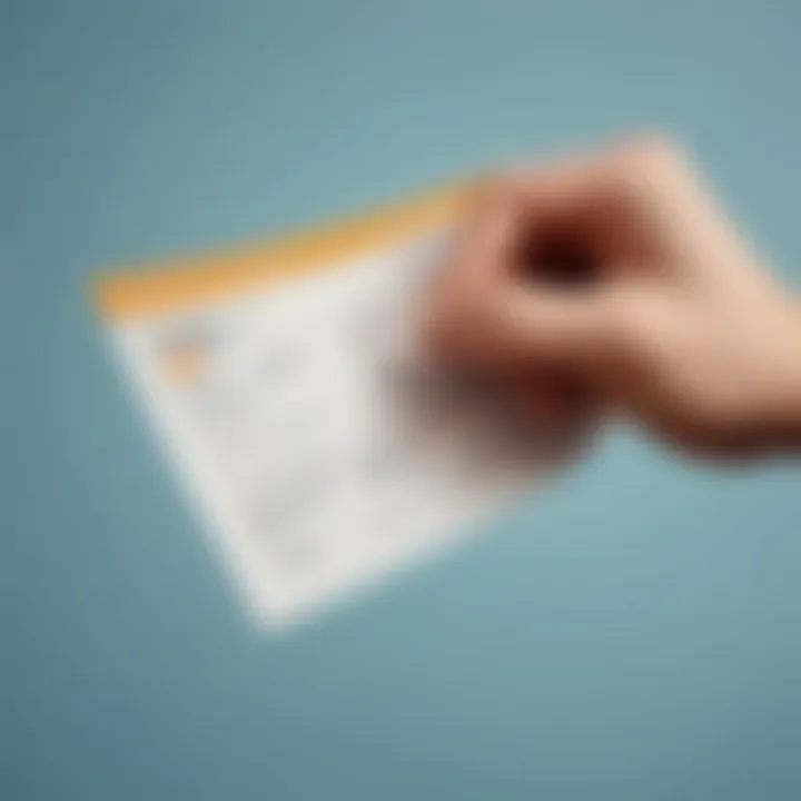 A close-up of a check being held with a bright background.