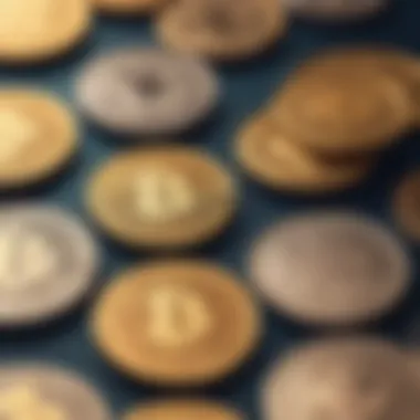 A close-up view of digital tokens symbolizing high-value cryptocurrencies