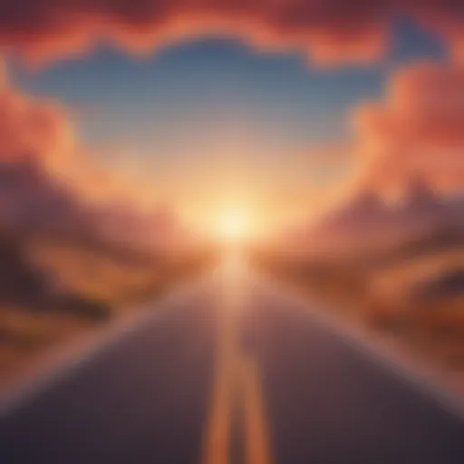 A serene road leading towards a bright horizon, symbolizing new beginnings.