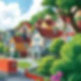 A vibrant neighborhood showcasing homes for sale directly from owners