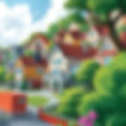 A vibrant neighborhood showcasing homes for sale directly from owners