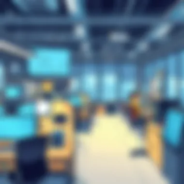 A modern office environment showcasing technology