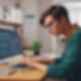 A student reviewing banking options on a laptop