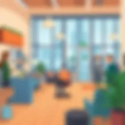 Credit union interior showcasing welcoming community space