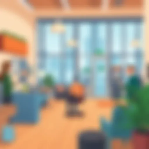 Credit union interior showcasing welcoming community space