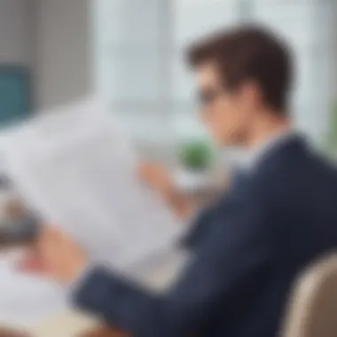 A person reviewing legal documents with a thoughtful expression