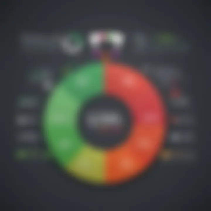 Visual representation of credit scores affected by derogatory marks