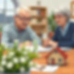 An older couple discussing mortgage options at a table