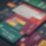 A close-up view of various debit cards.