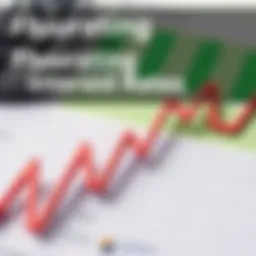 Visual representation of fluctuating interest rates on a financial graph