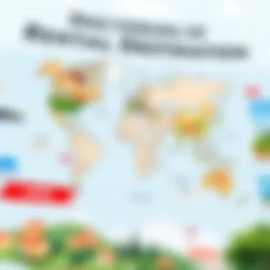 Map showcasing popular rental destinations abroad