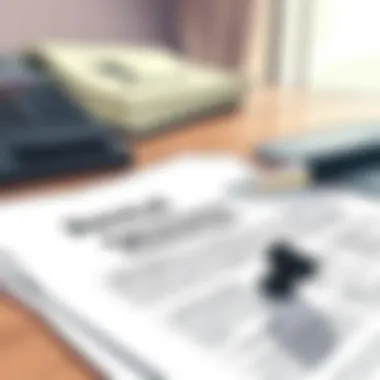 A close-up of rental agreement documents on a table