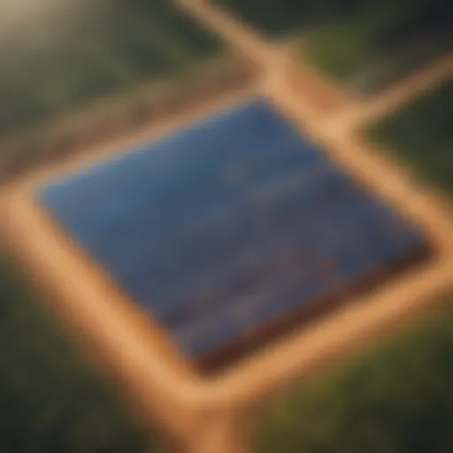 Aerial view of a solar farm under clear skies