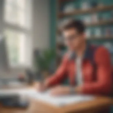 A student exploring loan options at a desk