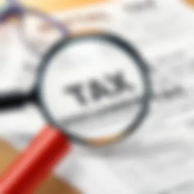 Scrutinizing Tax Documents Magnifying glass on tax documents indicating scrutiny