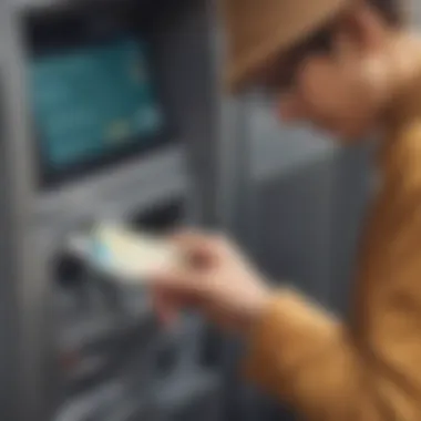 Traveler using card at foreign ATM