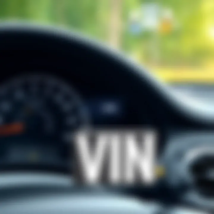 Identifying VIN on Vehicle Dashboard A close-up of a car's dashboard with VIN highlighted