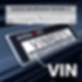 Detailed view of a Vehicle Identification Number (VIN) on a car