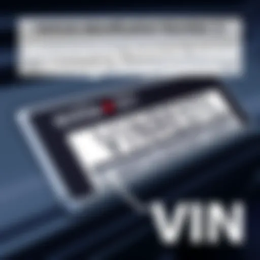 Detailed view of a Vehicle Identification Number (VIN) on a car