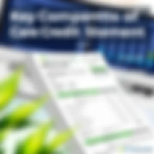 Visualization of Care Credit billing statement highlighting key components