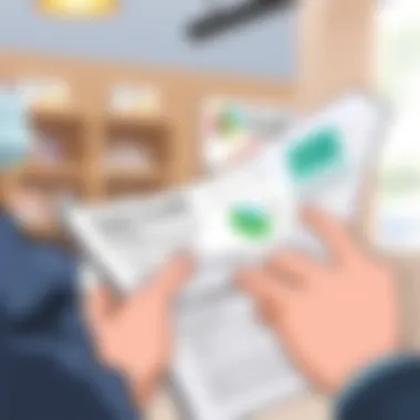 Illustration of a person reviewing financial documents related to Care Credit
