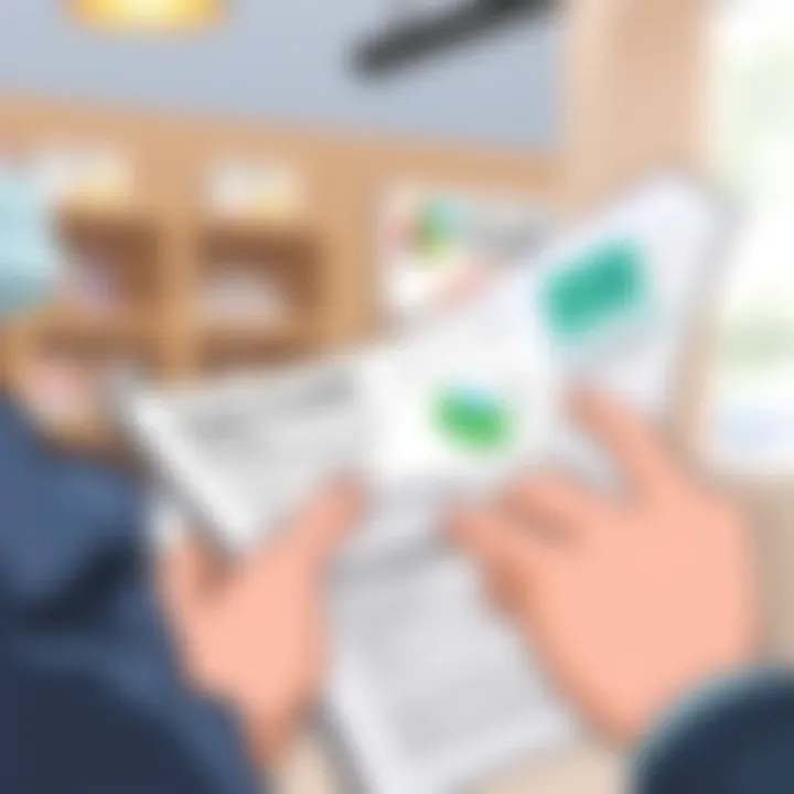 Illustration of a person reviewing financial documents related to Care Credit
