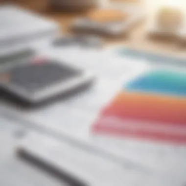 Calculator and financial papers on a desk