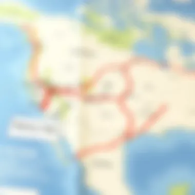 Map showcasing natural gas transportation routes in North America