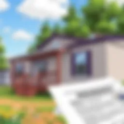 Illustration of a mobile home with insurance policy documents