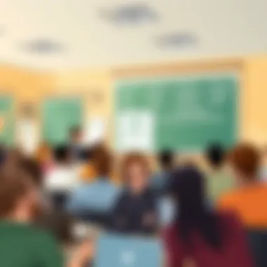 A diverse group of students engaged in a lively classroom discussion