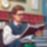 A thoughtful scholar reviewing legal texts and notes