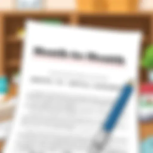 Detailed look at a month-to-month rental agreement document.