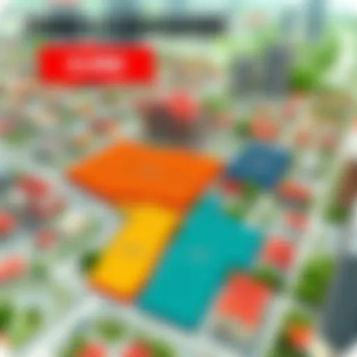 Detailed map showing various zoning classifications in an urban area