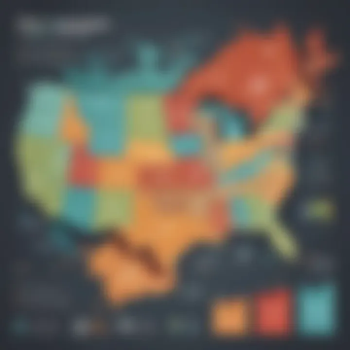 State map highlighting tax variations