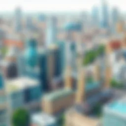 Aerial view of London's skyline showcasing diverse architecture