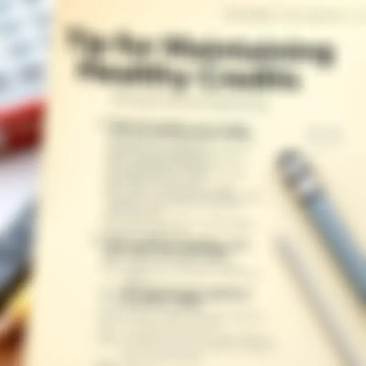 Tips for Maintaining Healthy Credit A checklist of tips for maintaining a healthy credit history.