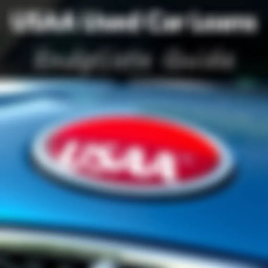 Illustration showcasing the USAA logo with a car background